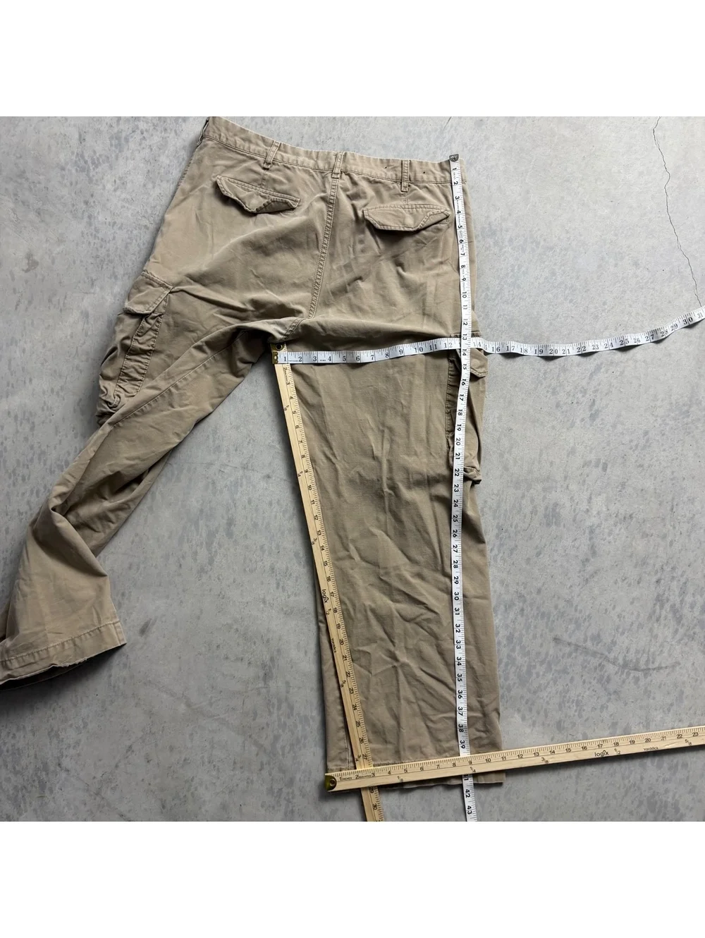 Y2K VTG Banana Republic Baggy Cargo Pants Sz. 38X32 (Fits 38X29) Khaki Wide Leg